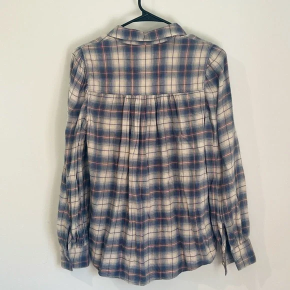 RAILS Angelica Button Down Flannel Plaid Shirt in Natural Marine Pink - Picture 8 of 9